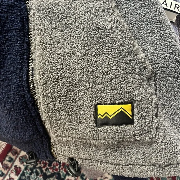 Lazy Oaf Blue Colorblock Sherpa Full-zip Hoodie Sweatshirt - Picture 8 of 9